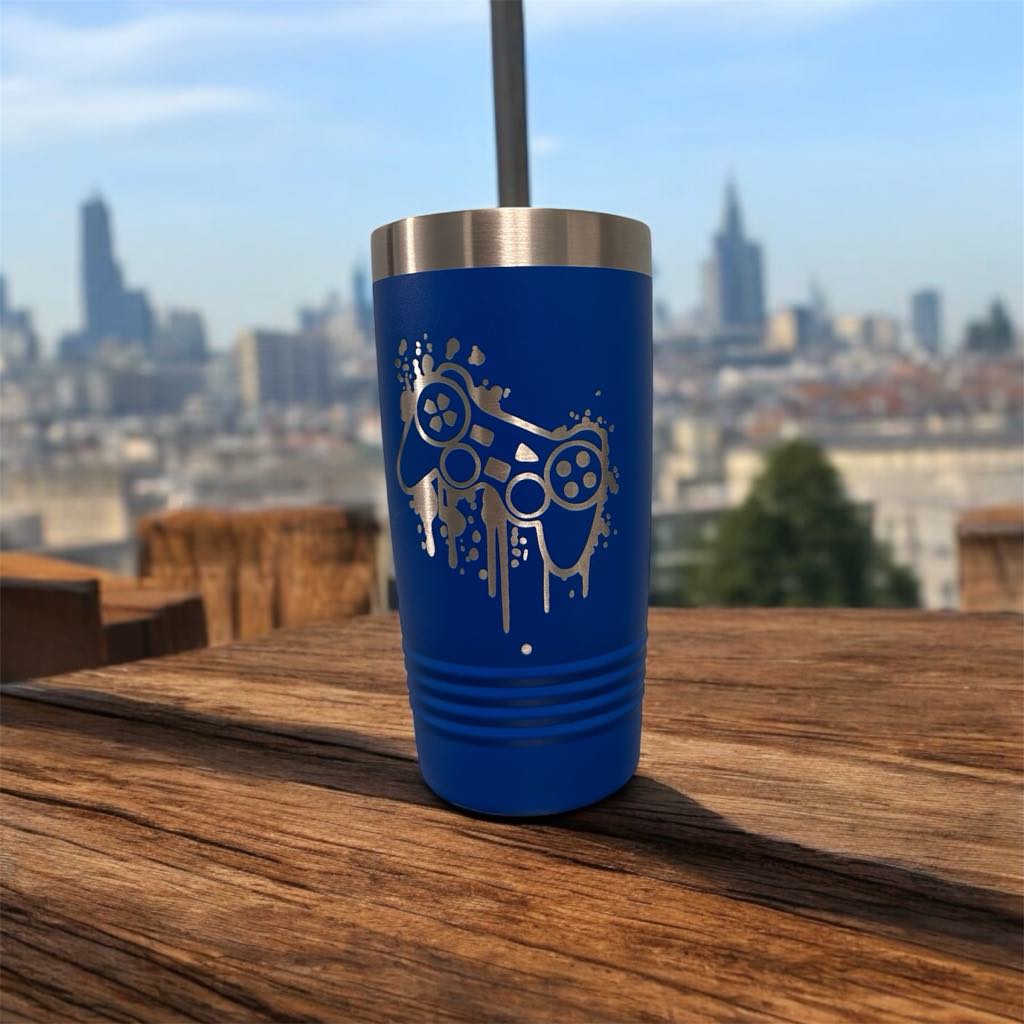 Custom Order — 20oz royal blue tumbler · custom engraved artwork